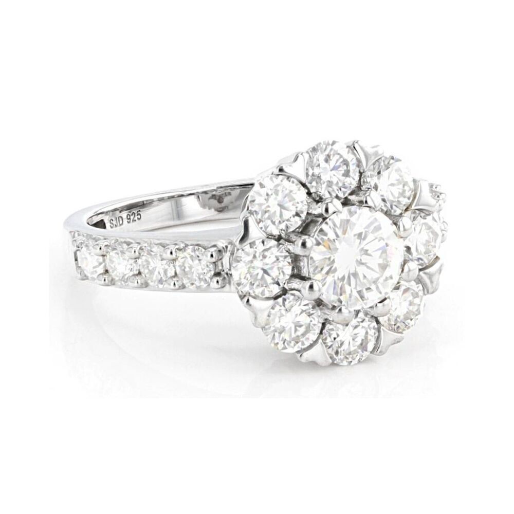 CERTIFIED 2.12 Ct. Genuine Moissanite Round Floral Cluster Bridal Ring Sz 8 - Picture 6 of 8